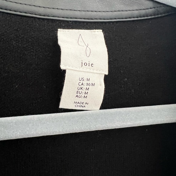 Joie black shacket with faux leather pockets and trim medium - Picture 4 of 5